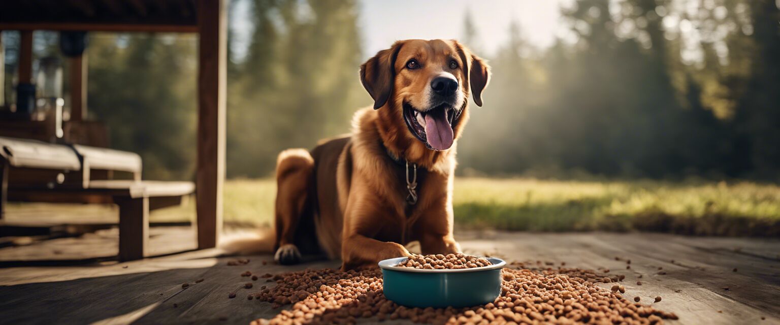 Dog eating organic dog food