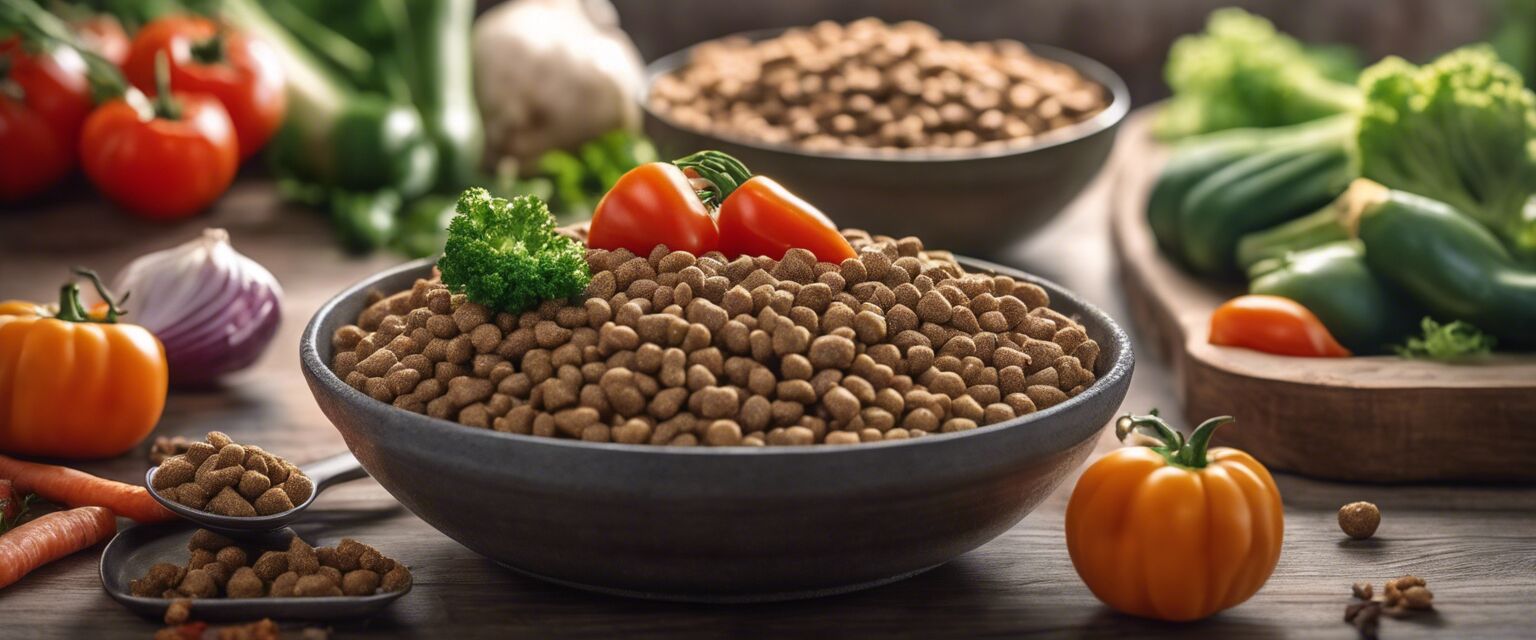 Bowl of dry organic dog food