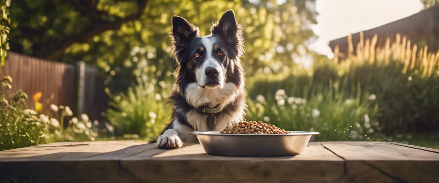 Dog eating organic food