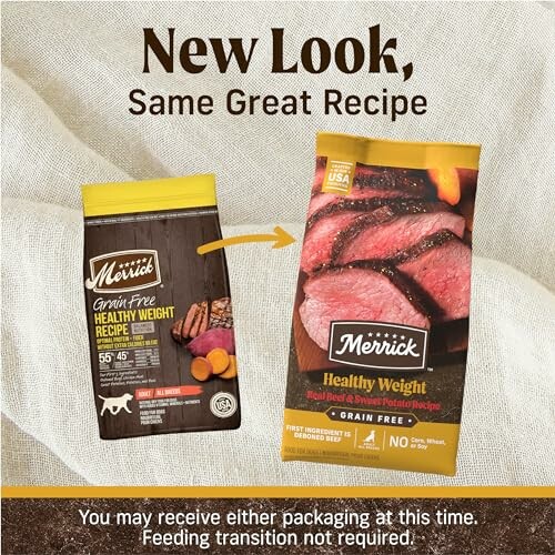 Merrick dog food packaging update with new look